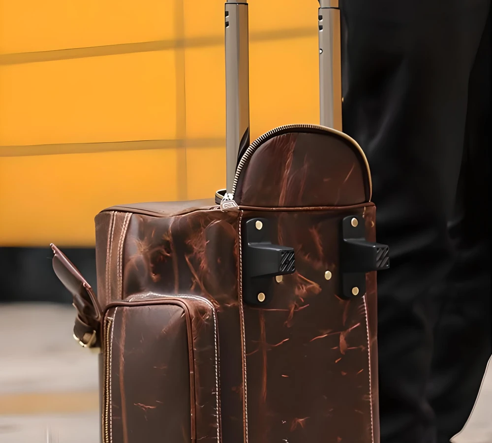 leather carry on bag with wheels